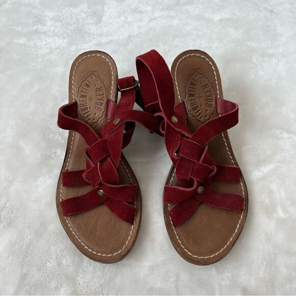 Fiorentini + Baker Heel Suede Open Toe Shoes red braided suede 37 quality - Picture 2 of 8